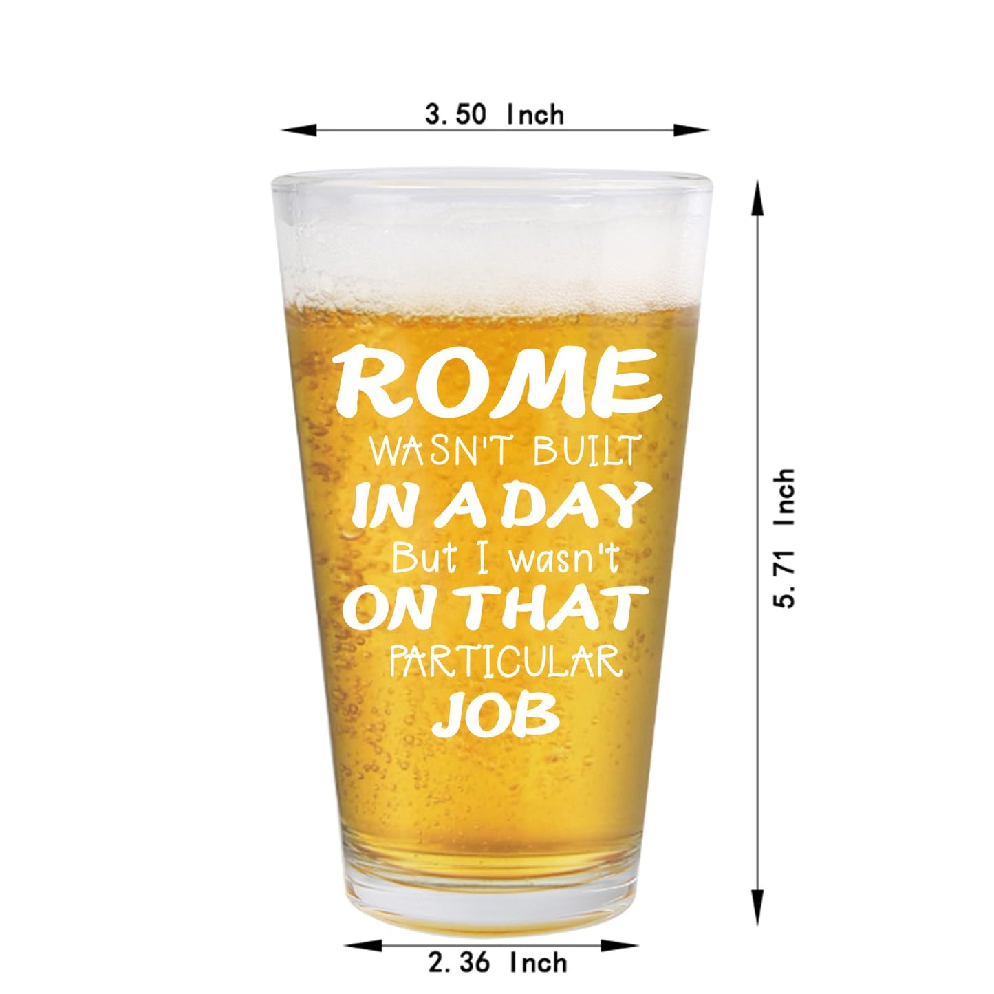Jogskeor Rome Wasn't Built In A Day But I Wasn't On That Job Beer Glass 16oz, Gifts for Construction Workers, Birthday Christmas Gifts for Project Engineer Builder