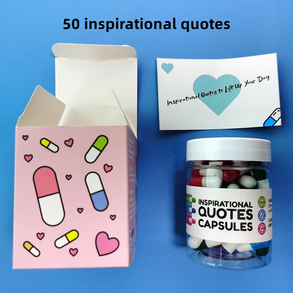 Infmetry Inspirational Quotes In Capsules Gifts For Women Unique Self Care Positive Affirmation Messages Gift For Her (Mixed Color Positive 50pcs)