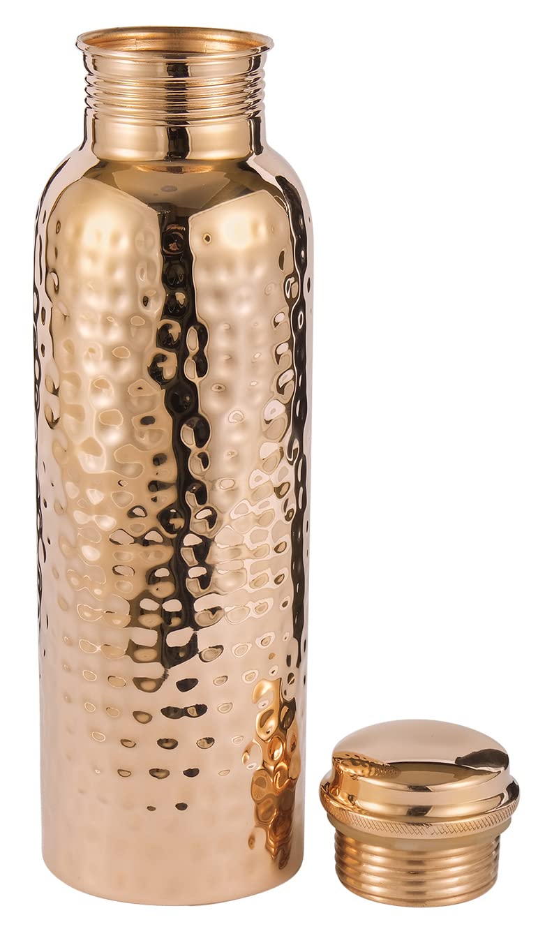 Pure Copper Water Bottle 34 Ounce with Jute Carry Bag – Hammered Leakproof Ayurvedic Copper Vessel for Drinking Water - Reusable Bottle for Home, Office, Gym, Travel & Gifting