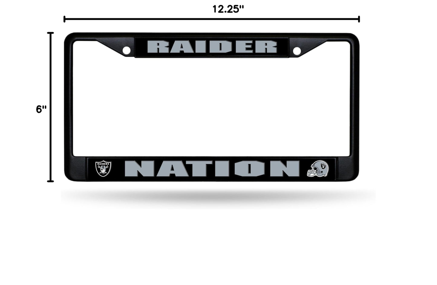 Rico Industries NFL Football Primary Black Chrome Frame with Plastic Inserts 12" x 6" Car/Truck Auto Accessory