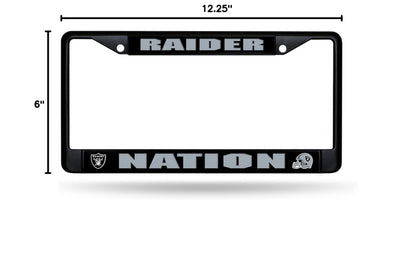 Rico Industries NFL Football Primary Black Chrome Frame with Plastic Inserts 12" x 6" Car/Truck Auto Accessory