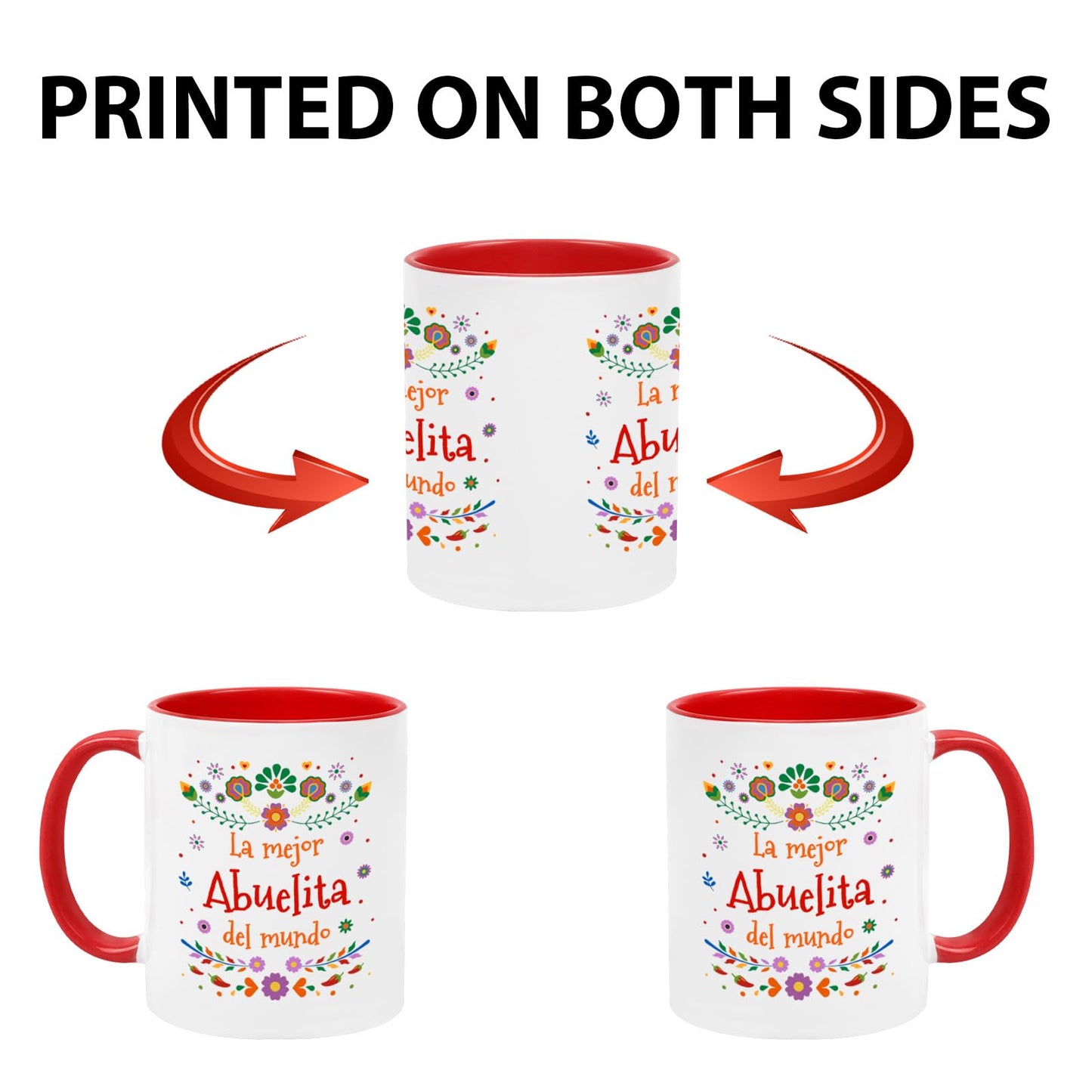 YHRJWN Abuela Coffee Mug - La Mejor Abuelita Del Mundo, Grandma Gift in Spanish for Mother's Day, Birthday, Christmas - Regalo Para Abuela, Taza Abuelos, 11 Oz, Red & White