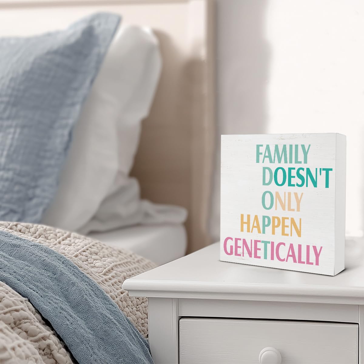 Adoption Gifts for Adoptive Parents Mom, Adoption Day Gift for Family, Adoptive Parents Gifts Family Doesn't Only Happen Genetically Wood Sign Decoration for Home Living Room Bedroom 5x5 Inch