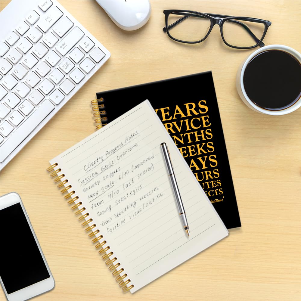 20 Years of Service Black Golden Thank You Spiral Notebook,20th Anniversary Work Commemoration, Staff Service Recognition Gifts,Thank You 20 Years Work Gifts for Coworkers