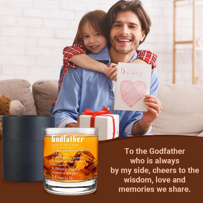 Wrappiness Godfather Gifts for Men 11Oz Whiskey Glass, Godfather Proposal Gifts for Uncle, Brother, Baptism Birthday Fathers Day Cup from Godchild Goddaughter Godson Old Fashioned Bourbon Glass