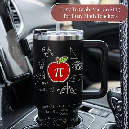 Math Teacher Appreciation Gifts for Men Women, Funny Math Teacher Gift for School, Teacher Appreciation Week Gifts, 40oz Tumbler with Handle, Teacher End of Year Birthday Gifts