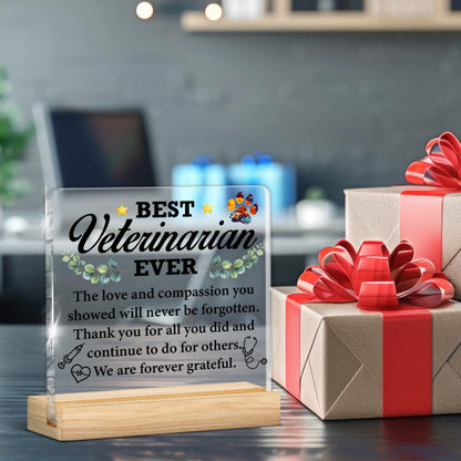 Best Veterinarian Gifts for Women Men, Thank You Gift for Veterinarians Veterinary Vet Tech Animal Doctor, Best Veterinarian Ever Gifts Acrylic Plaque Sign Decor