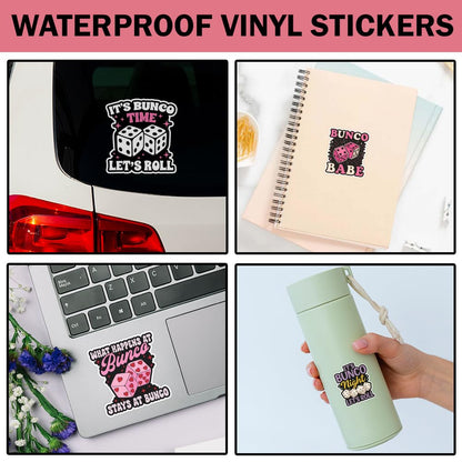 SODAVA Funny Bunco Stickers Pack of 10 – Game Vinyl Decals for Bunco Night, Bunco Babe Queen Group, Waterproof Cute Bunco Accessories for Women, Scrapbook Laptop Water Bottle Decor