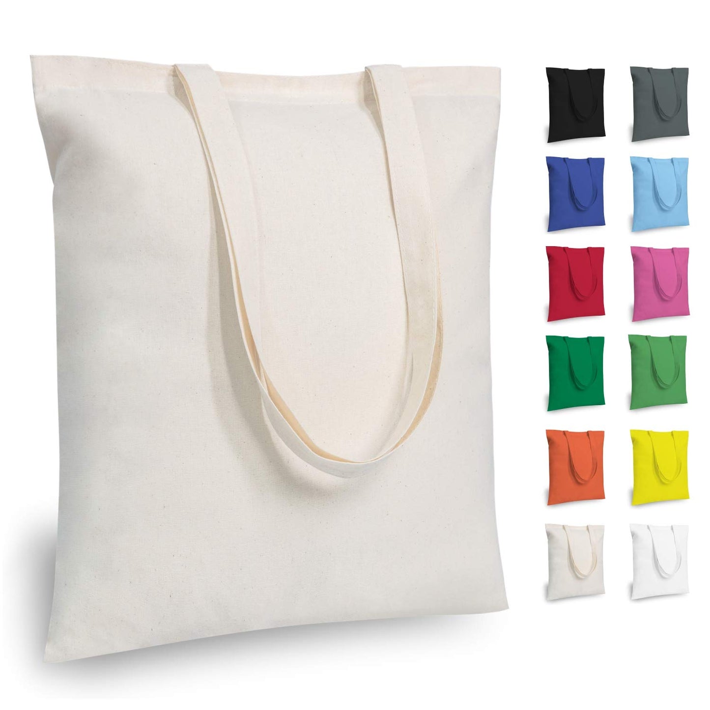 TOPDesign 12-Pack Economical 16"x15" Cotton Tote Bags, Lightweight Medium Reusable Grocery Shopping Cloth Bags, Suitable for DIY, Advertising, Promotion, Gift, Activity