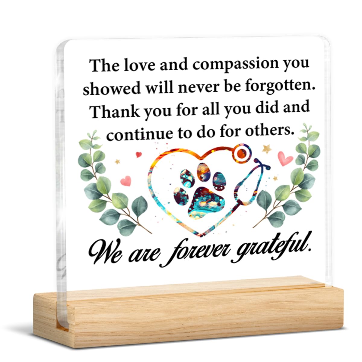 Vet Veterinarian Gifts, Thank You Appreciation Gifts for Veterinarians Veterinary Vet Tech Animal Doctor, Veterinarian Clear Acrylic Desk Decorative Sign Decor