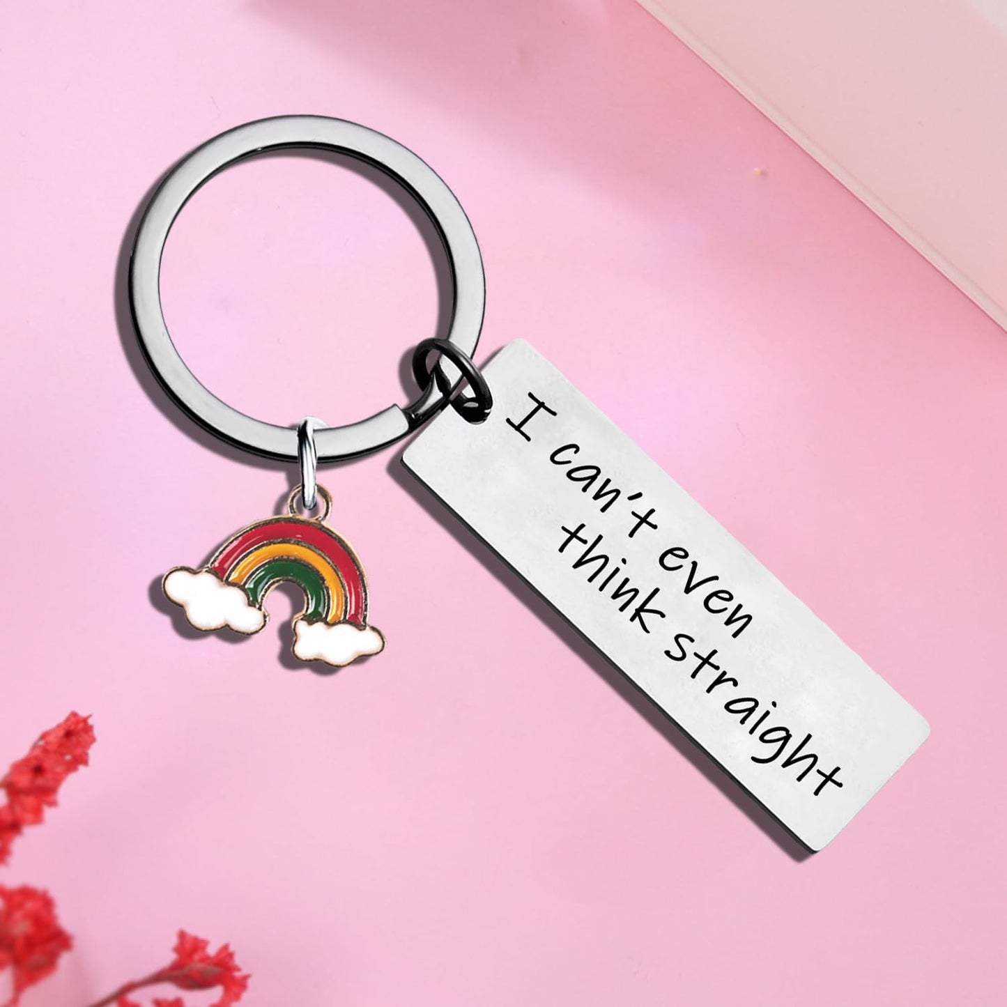 Funny Gay Keychain Gifts for Lesbians LGBT Gift Gay Pride Valentines Day Gift for Lesbian I Can't Even Think Straight Keychain