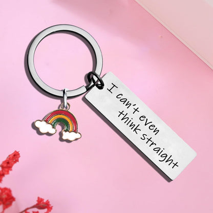 Funny Gay Keychain Gifts for Lesbians LGBT Gift Gay Pride Valentines Day Gift for Lesbian I Can't Even Think Straight Keychain