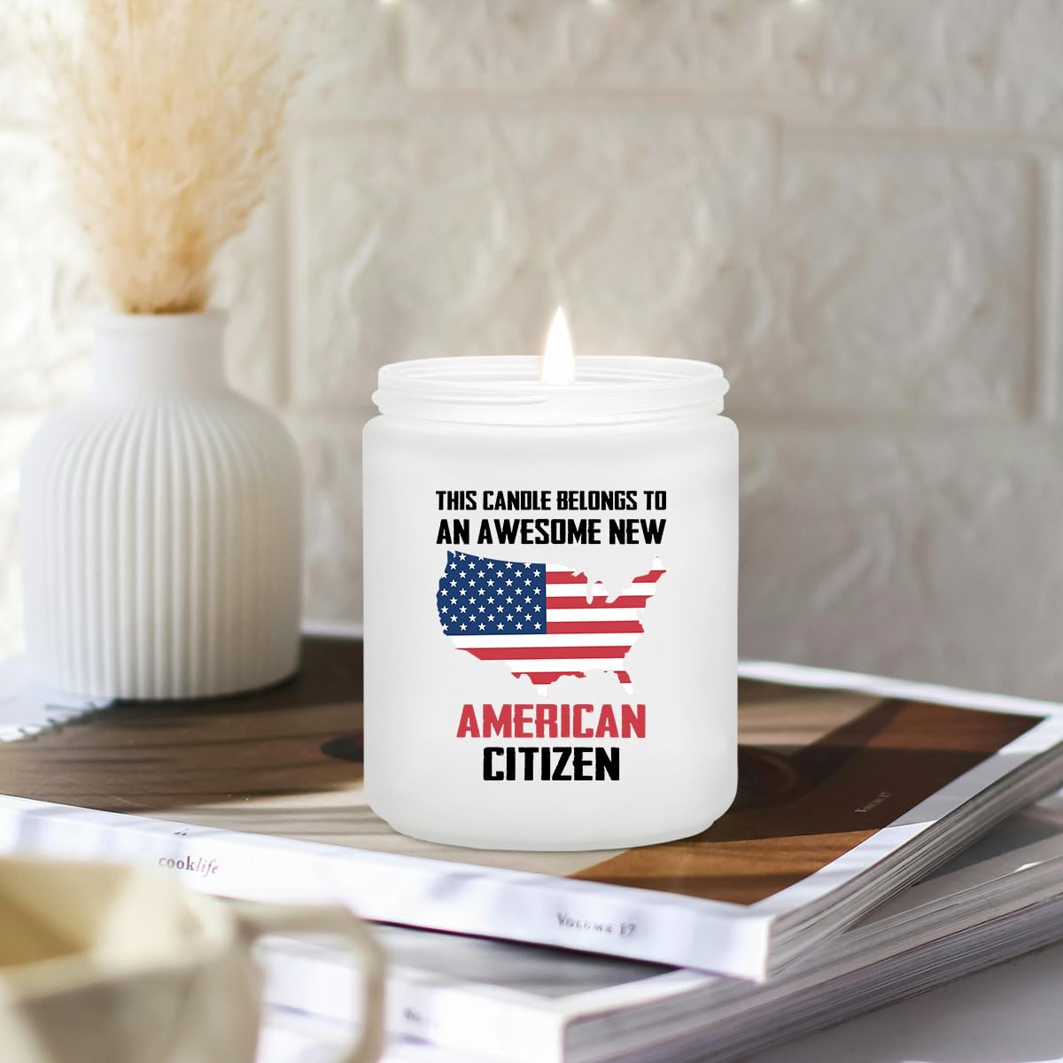 New American Citizenship Gifts - Congratulations New American Citizen Present - Cool US Flag Candle Gifts for 2025 US Citizenship, Women, Men, Friends, Family