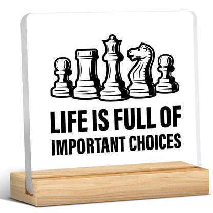 Zauly Acrylic Decorative Signage, 4x4 inches, Chess Lovers Gifts, Modern Design