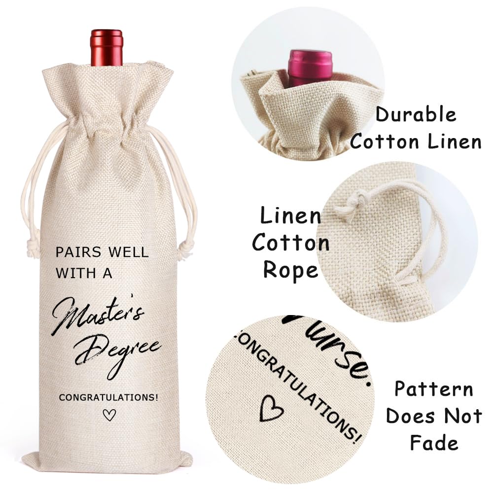 LANBAIHE Master's Degree Wine Bag - Reusable Graduation Gift for College, Doctorate Party
