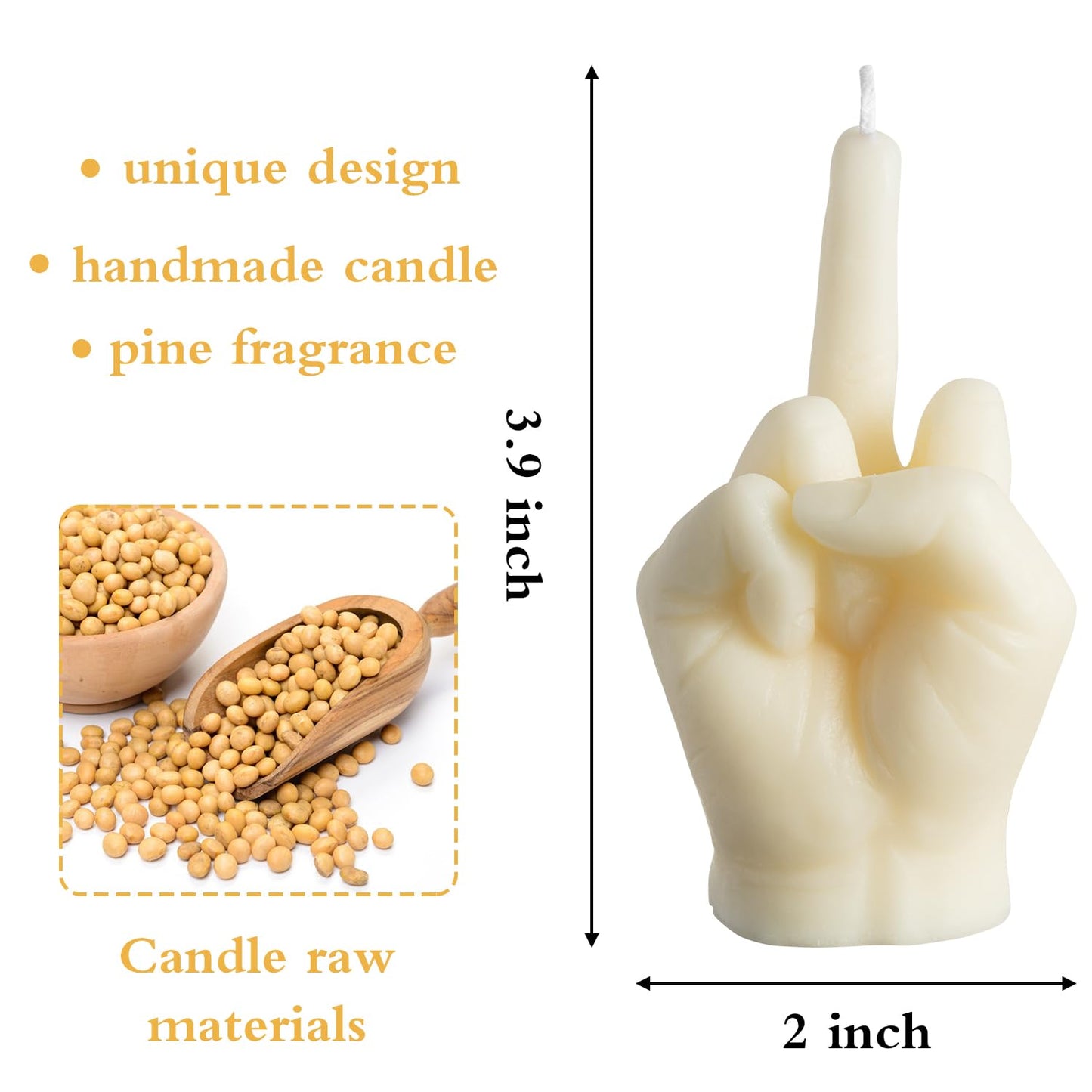 6sisc Middle Finger Scented Candle Danish Pastel Room Decor Aesthetic Pine Fragrance Soy Wax Aromatherapy Hand Gesture Candles Desk Statues Sculpture Ornaments Gift for House Bedroom Supplies Milky