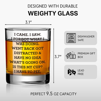 Funny Birthday Gifts for Men,Dad,Grandpa,Friends,Elderly,I Came I Saw I Forgot Whiskey Glass, Over the Hill Gag Gifts for Christmas,Thanksgiving,Sarcastic Gift for Retiement -14