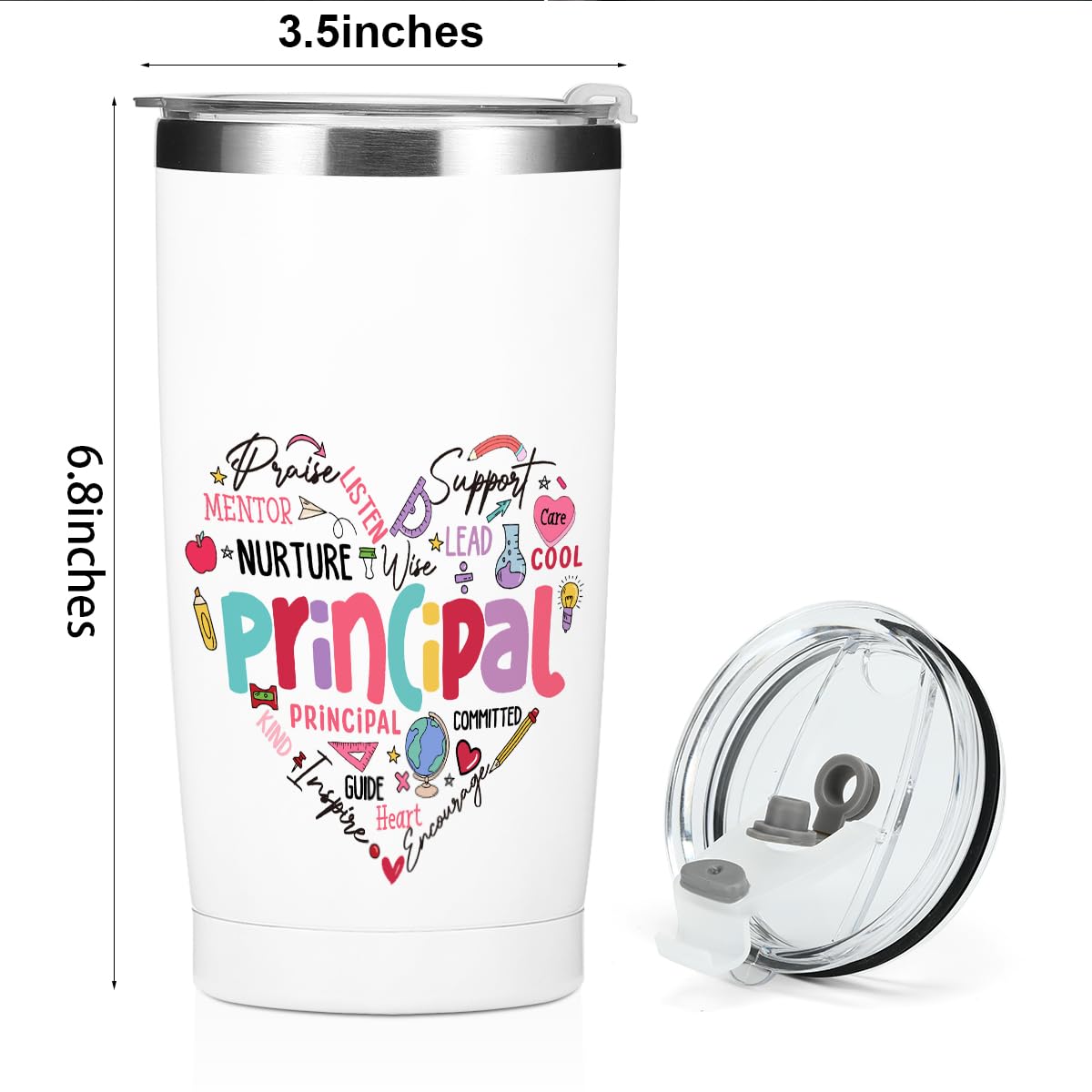 Principal Gifts Principal Appreciation Gifts Tumbler, 20 oz Stainless Steel Coffee Mug，Insulated Cup, Inspirational Birthday Christmas Thank You Office for Women Men Boss Coworker Teacher