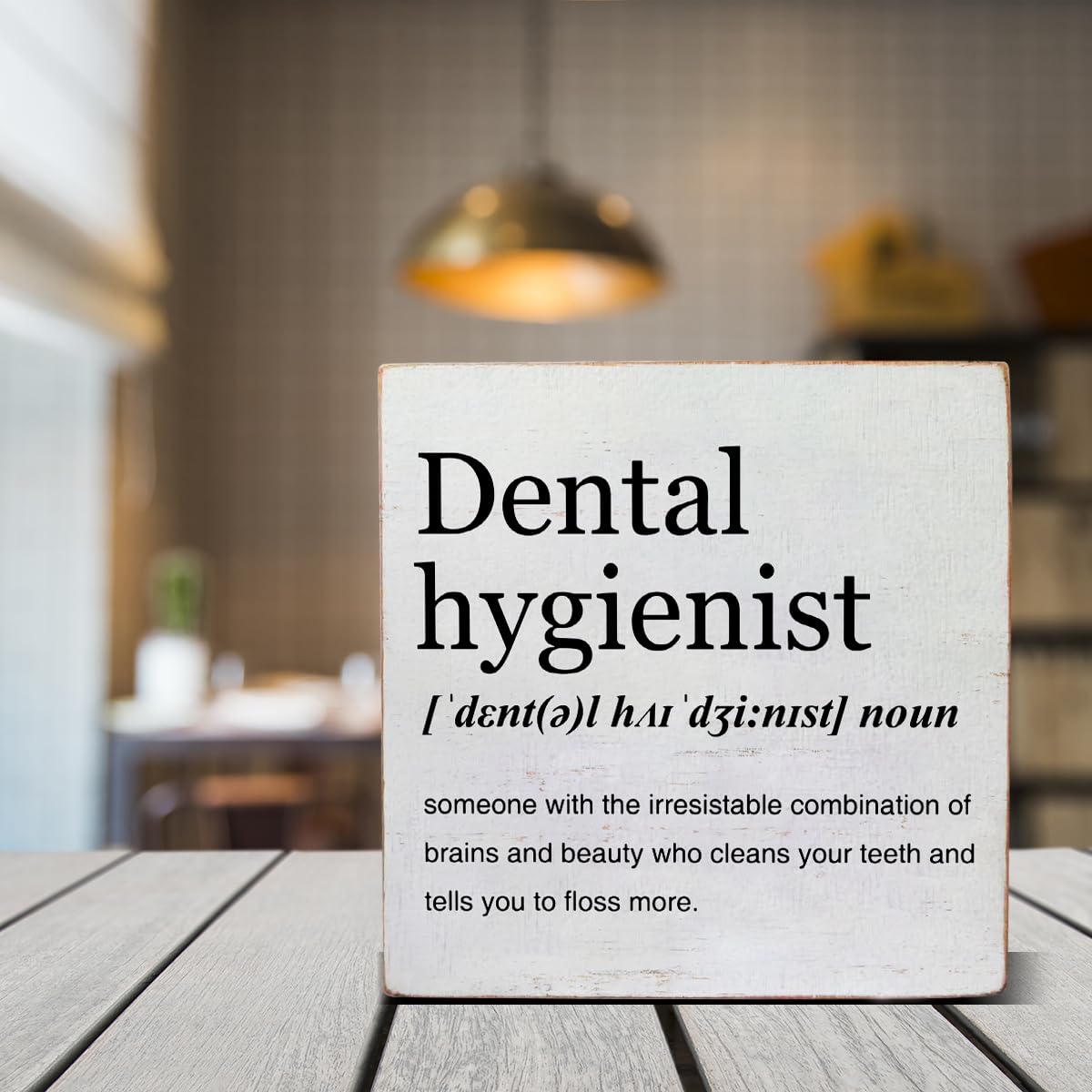 Dental Hygienist Gift Ideas Dental Hygienist Definition Art Wooden Box Sign Minimalist Desk Decorative Wooden Sign Home Office Decor for Table Shelf 5 x 5 Inches