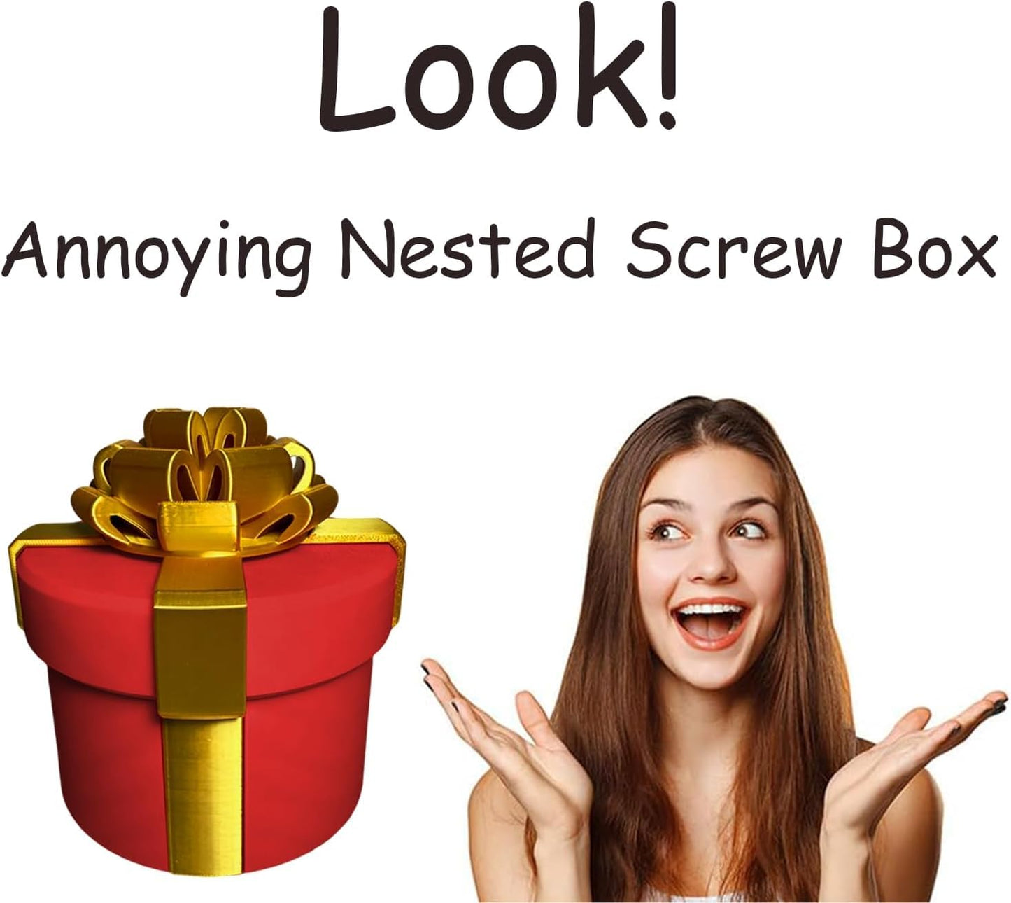 Annoying Gift Box with Screws Reusable Money Puzzle Box for Cash Gift Funny Prank Present for Birthday Christmas Graduation Party Games (E)