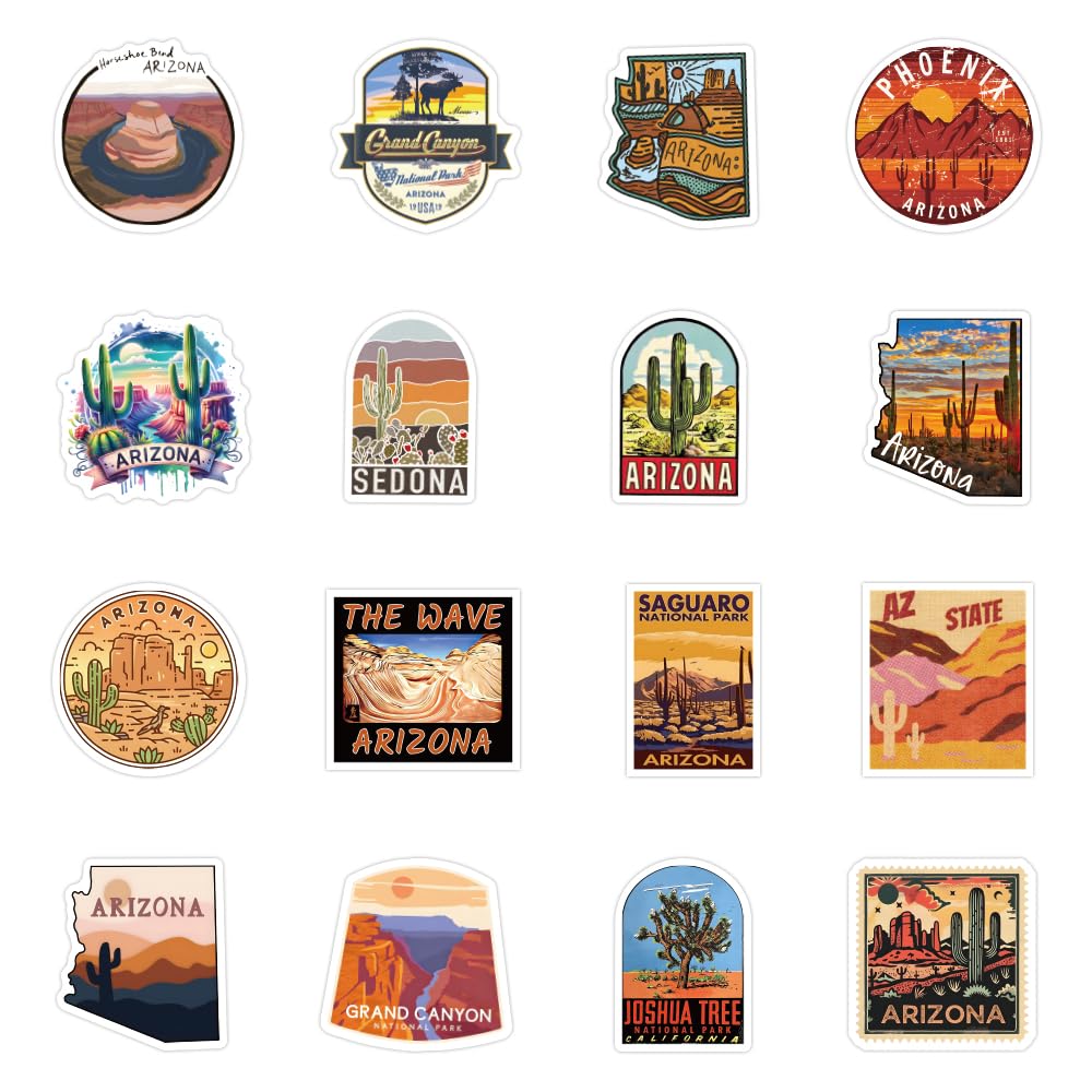 122pcs Arizona Stickers Small for Water Bottle, Laptops, for Luggage - Arizona Gifts and Souvenirs, Party Supplies - Gift for Women & Men