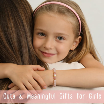 Quietsun Trendy Gifts for Her-Positive/Love/Joy Natural Crystal Bracelets for Girls/Teens/Adults-Adjustable/Handmade-Gift Box Packing