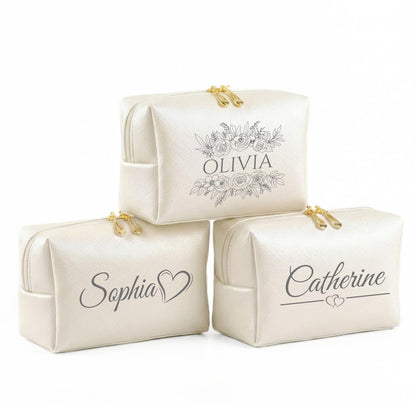 Gifts for Women Personalized Custom Makeup Bag, Monogram Toiletry Bag Cosmetic Pouch, Double-Sided Engraved Mother's Day Bridesmaid Wedding Anniversary Birthday Gifts