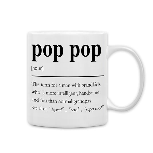 QASHWEY Pop Pop Mug, Grandpa Pop Pop Gifts from Grandkids Coffee Mug, Grandpa Mugs, Fathers Day Christmas Mugs Tea Cup Gifts for PopPop Grandpas, PopPop Definition Coffee Cups Ceramic 11oz