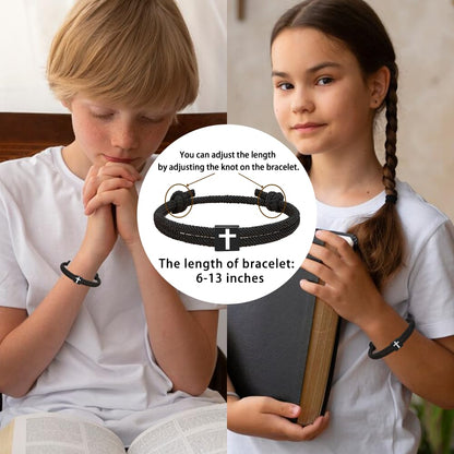 Baptism Gifts for Boys,Braided Rope Cross Bracelet for Kids,First Communion Gifts Boys Christian Christening Graduation Easter Basket Stuffers