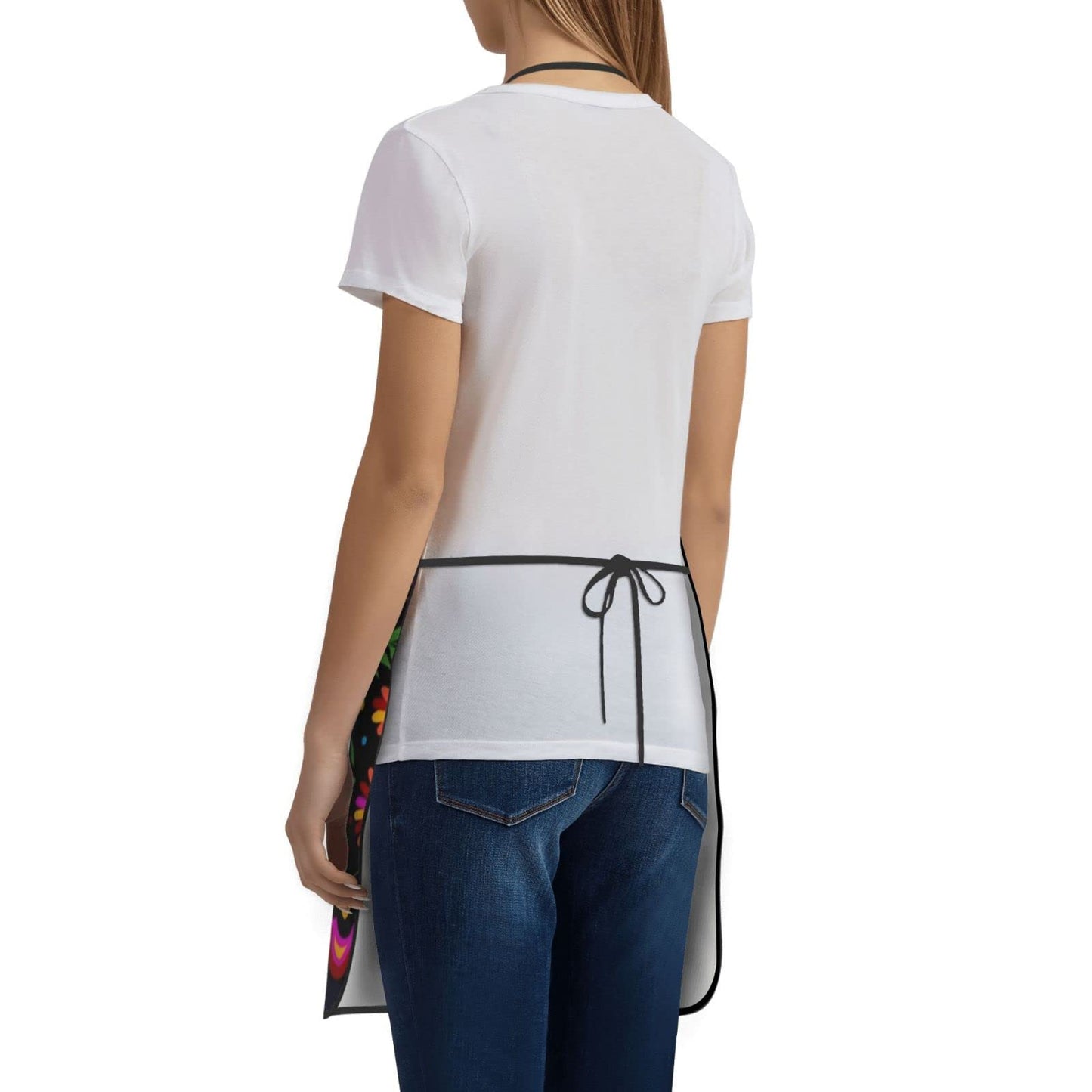 Mexican Floral Aprons, Waterproof Adjustable Apron for Kitchen Bbq with 2 Pockets, Gifts for Women Men