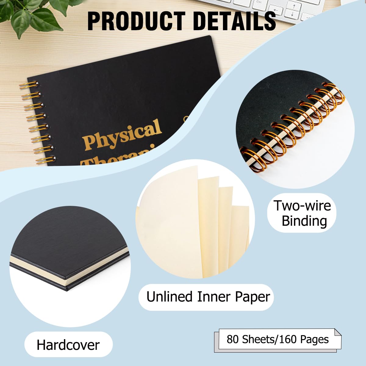 Physical Therapist Definition Gold Foil Hardcover 160 Pages Spiral Notebooks, Inspirational Gift for Physical Therapist, Physical Therapy Gift, Thank You Thanksgiving Gift for PT Coworkers PTA