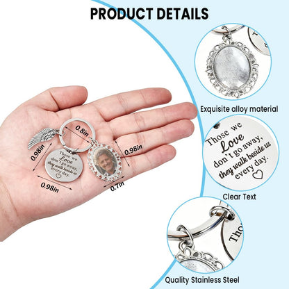 Memorial Keychain DIY Kit for Photo, Sympathy Gifts for Loss of Mother Father Husband Son, Bereavement Condolence Gift, In Loving Memory Keepsake with Angel Wing Charm, Ready for Gifting