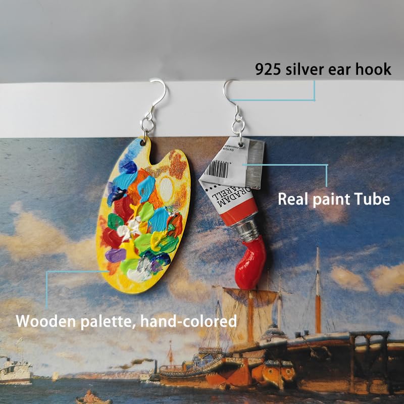 Artist Earrings,Made of real paint Tube,Unique Paint Palette Dangle Earrings for Women Artist Gift,Painter Teacher Art Gifts