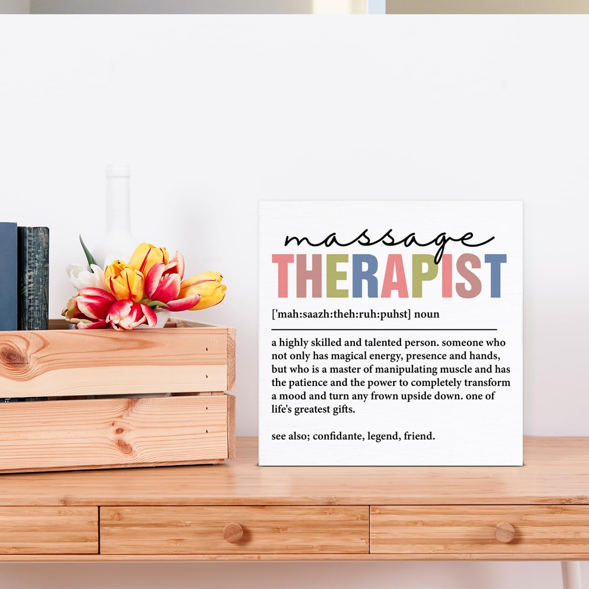 Massage Therapist Gifts Massage Therapist Definition Wooden Box Sign for Massages Room Spa Studio Salon Decor