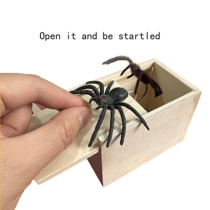 Winbar Rubber Spider Trick Box, Handmade Wooden Surprise Box with Hidden Spider, Trick Toys & Prank Stuff for Adults and Children