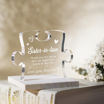 Sister in Law Birthday Gifts, Sister in Law Gifts - 4.9 x 3.7 inch Engraved Acrylic Block, Valentines Mothers Day Wedding Christmas Gift for Sister-in-Law