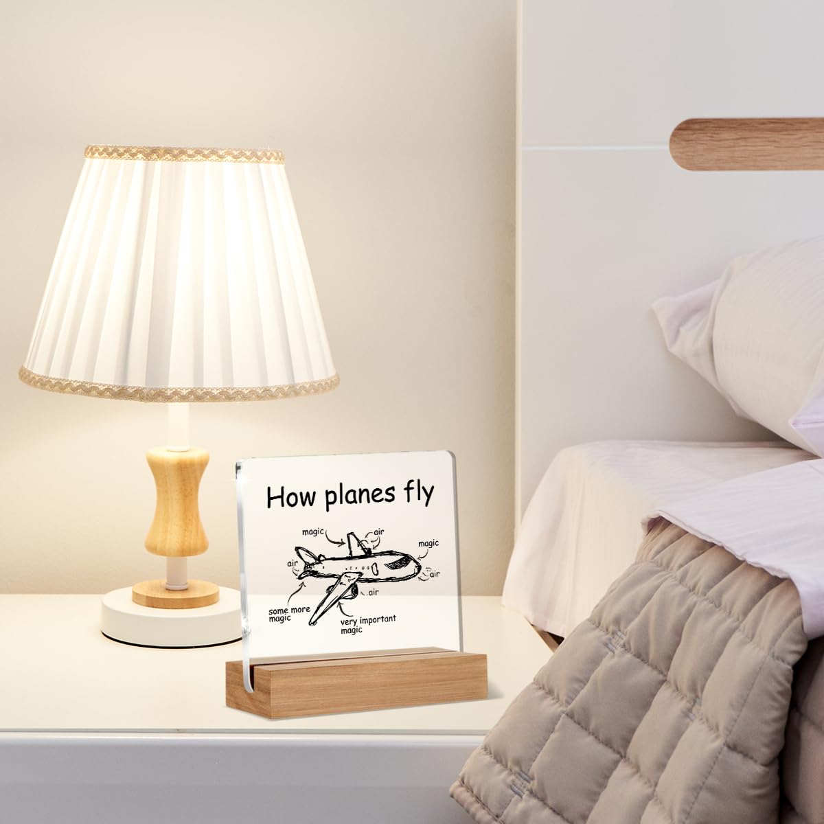 Pilot Gifts for Women Men, Aviation Gifts for Flight Attendants Captains Airplane Mechanic Aerospace Engineers, How Planes Fly Acrylic Plaque Desk Sign Decor 4 × 4 Inches
