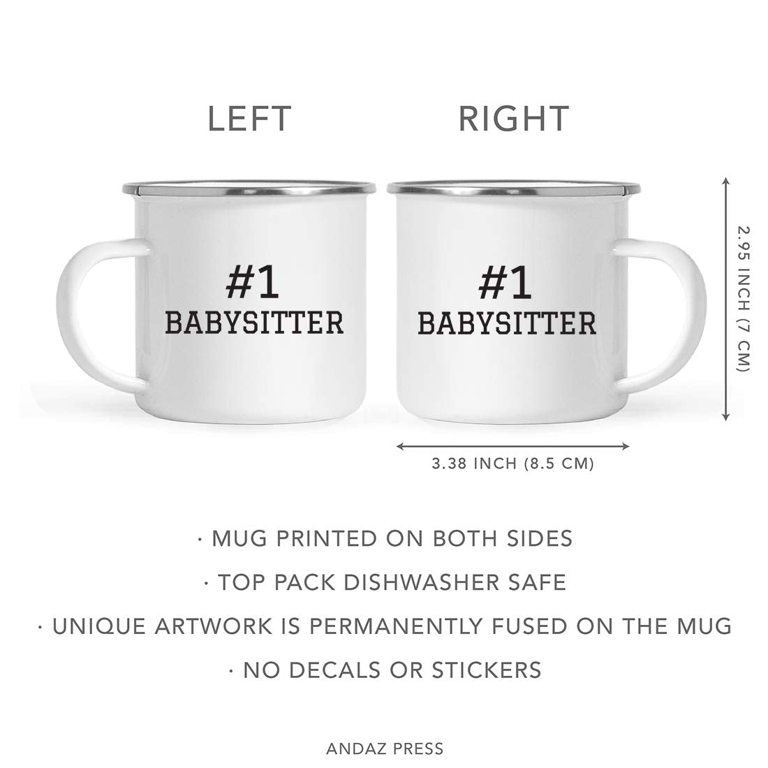 Andaz Press Stainless Steel Campfire Coffee Mug Thank You Gift, 1 Babysitter, 1-Pack, Birthday Gift Ideas Coworker Him Her, Includes Gift Box