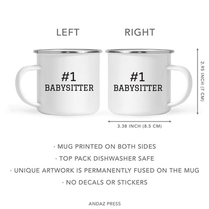 Andaz Press Stainless Steel Campfire Coffee Mug Thank You Gift, 1 Babysitter, 1-Pack, Birthday Gift Ideas Coworker Him Her, Includes Gift Box