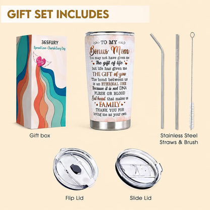 Gifts For Bonus Mom From Son, Daughter - Best Bonus, Step Mom Ever Gifts - 20oz Tumbler w/Straw & Keychain - Christmas, Birthday, Mothers Day Gift For Stepmom, Mother in law, Boyfriend Mother