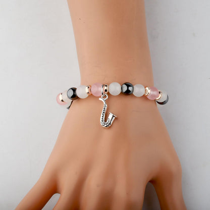 WSNANG Saxophone Pendant Bracelet Saxophone Lover Gifts Musical Instrument Jewelry Graduation Gift