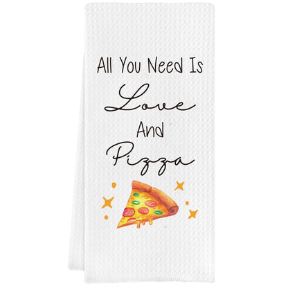 Funny Kitchen Towels, Pizza Themed Home Bathroom Decor, Funny Dishcloth Tea Towel Gifts for Pizza Lovers, Birthday Christmas Housewarming Gift Ideas for Women Friends