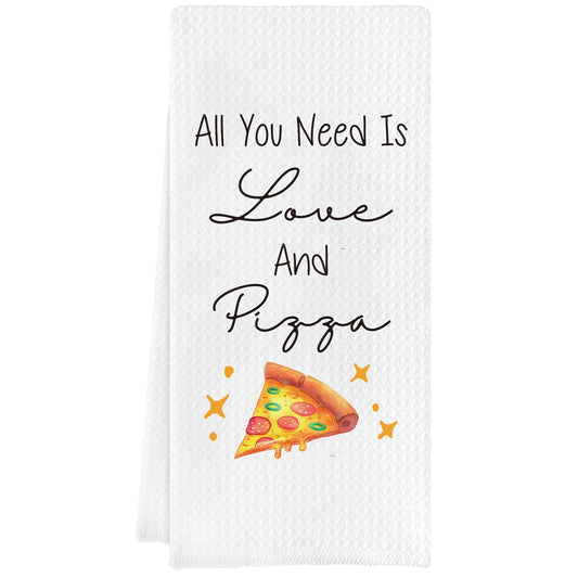 Funny Kitchen Towels, Pizza Themed Home Bathroom Decor, Funny Dishcloth Tea Towel Gifts for Pizza Lovers, Birthday Christmas Housewarming Gift Ideas for Women Friends