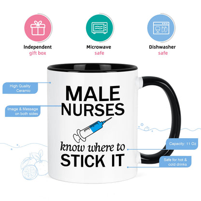 YHRJWN Nurse Gifts, Male Nurse Gifts, Nurses Week Appreciation Graduation Gift for Men Him, Funny Coffee Mug, 11 Oz