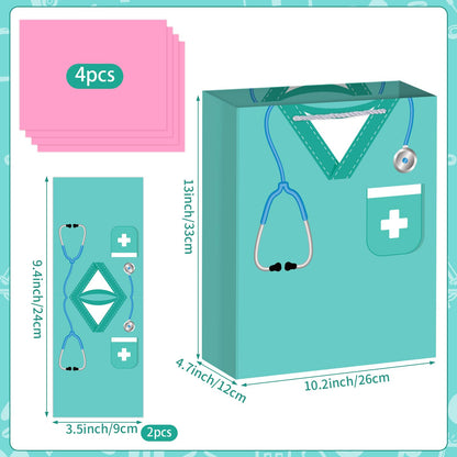 Hooqict Large Nurse Graduation Gift Bag Nurse Gift Wrap Bag with Handles, Tissue Paper, Greeting Cards for Her Women New Grad Nursing Student Medical School Graduation Party Gifts Supplies
