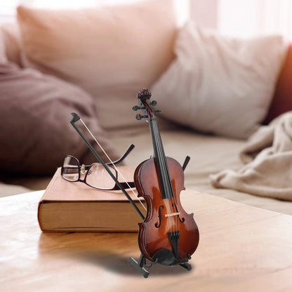 Hand Made Wooden Mini Violin, 7.9in Mini Musical Instrument Model Ornaments With Gift Box - Small Violin Toy for Home Decoration