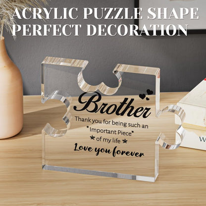 SOUHONEY Birthday Gifts for Brother, Acrylic Puzzle Plaque Desk Decor - Brother Gifts from Sister, Gifts for Brother Adult, Brother Gifts for Fathers Day Christmas - 3.3 * 2.8inches