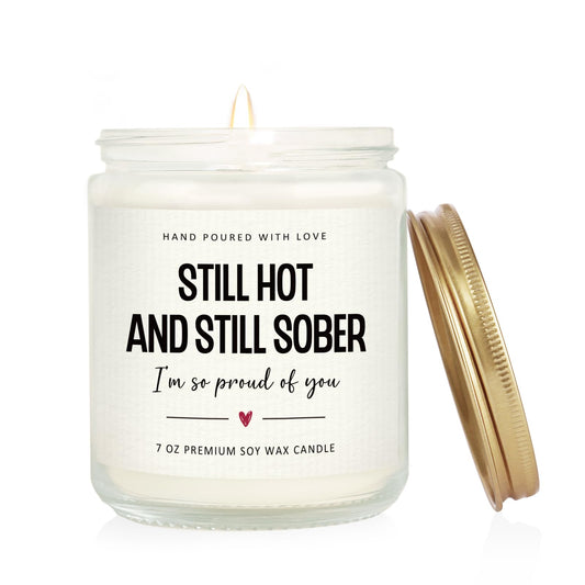 Sobriety Gifts for Women Men, 1 Year 2 Year Sober Gifts, Best Sobriety Recovery Gift, Sober Celebration, Anniversary, Proud of You Presents for Her - Handmade Lavender Scented Candle 7oz