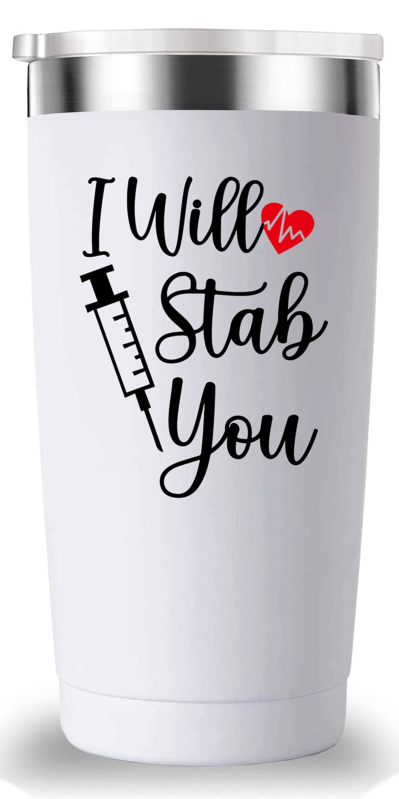 Mamihlap I Will Stab You Travel Mug Tumbler.Doctor,Nurse,Nurses Week GiftsThank You,Appreciation,Christmas,Birthday Gifts for Nurse,Doctor.Medical Nursing School Graduation Gifts.(20 oz White)
