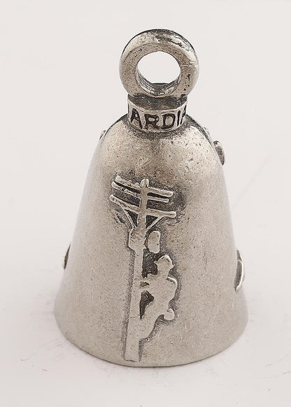 Guardian Bell Good Luck Bell w/Keyring & Black Velvet Bag | Motorcycle Bell | Lead-Free Pewter | Made in USA